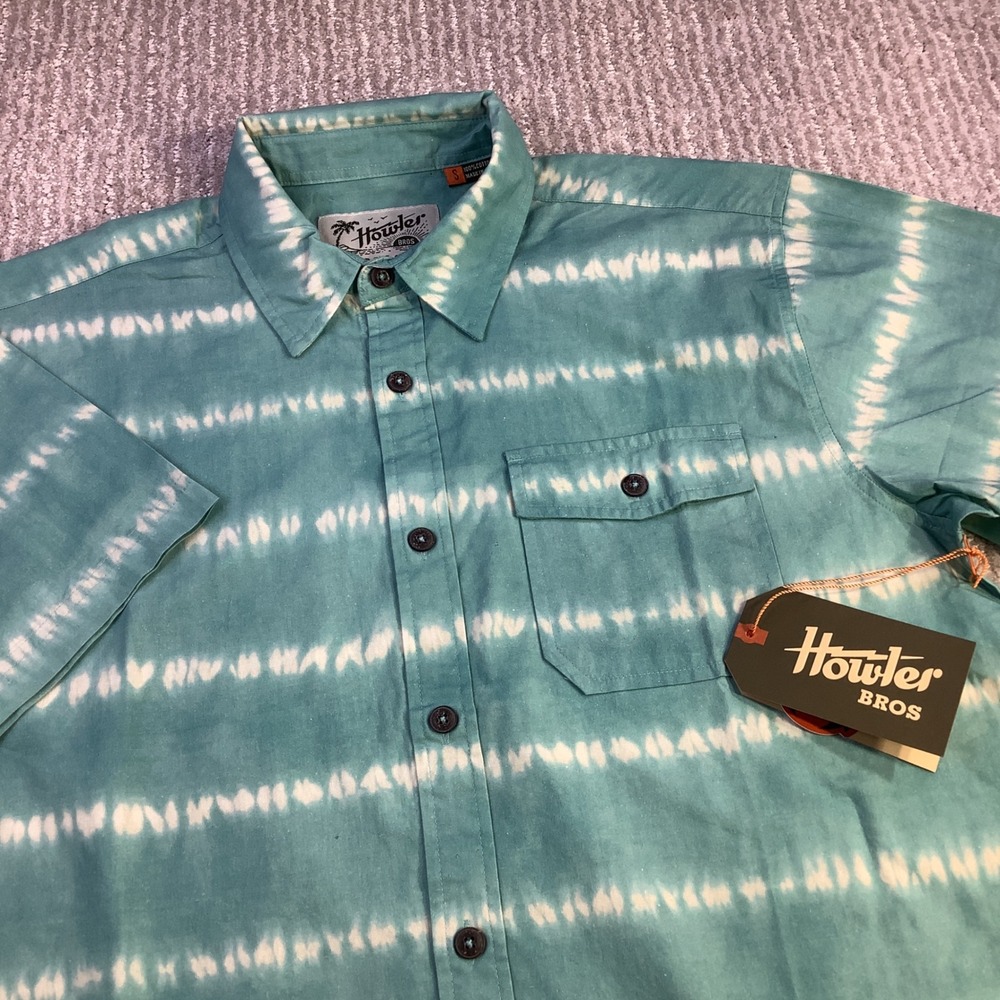Howler Bros San Gabriel Short Sleeve Shirt Mens Small Seaspray Button Down NWT